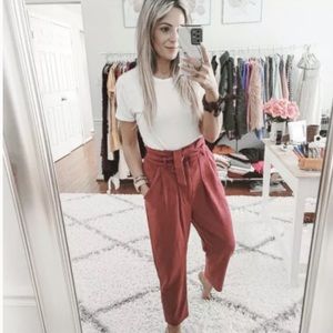 NEW Free People Queen Pomegranate Vegan Suede Nightfall Crop Pants Size …